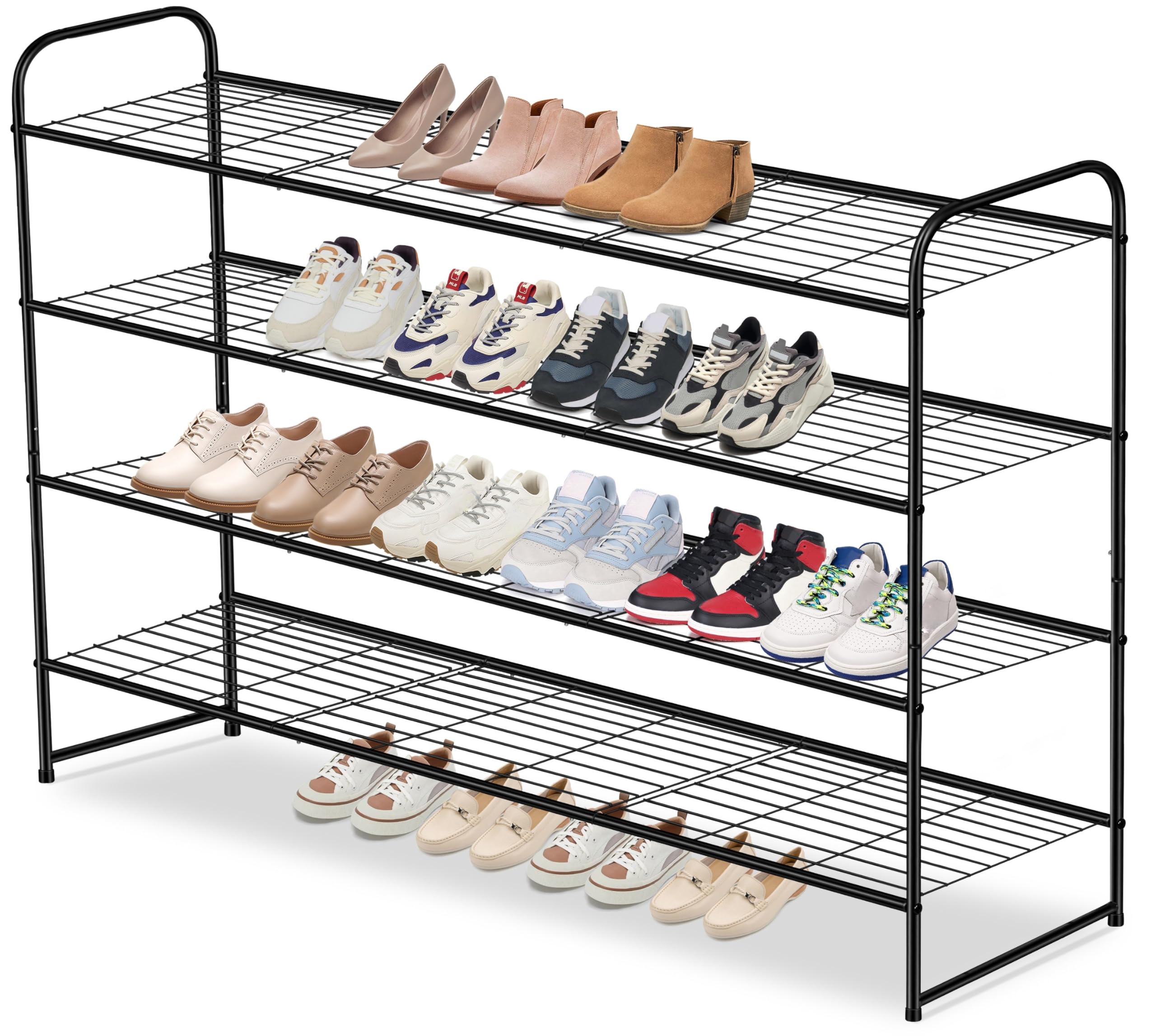 Refined Abode Design - Shoe Rack Storage Shelf Organizer Rack Wide Small Space Home Household Essential Item Solution Design - Black 11.4 x 42.7 x 32.4