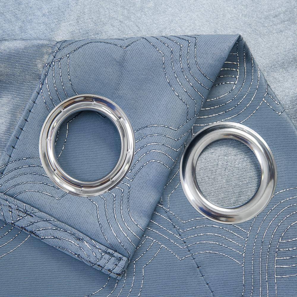 Left. Olivia Gray - Oliva Gray Jansen Rubber Blackout Grommet Panel - 54"x90" Blue - Blue.