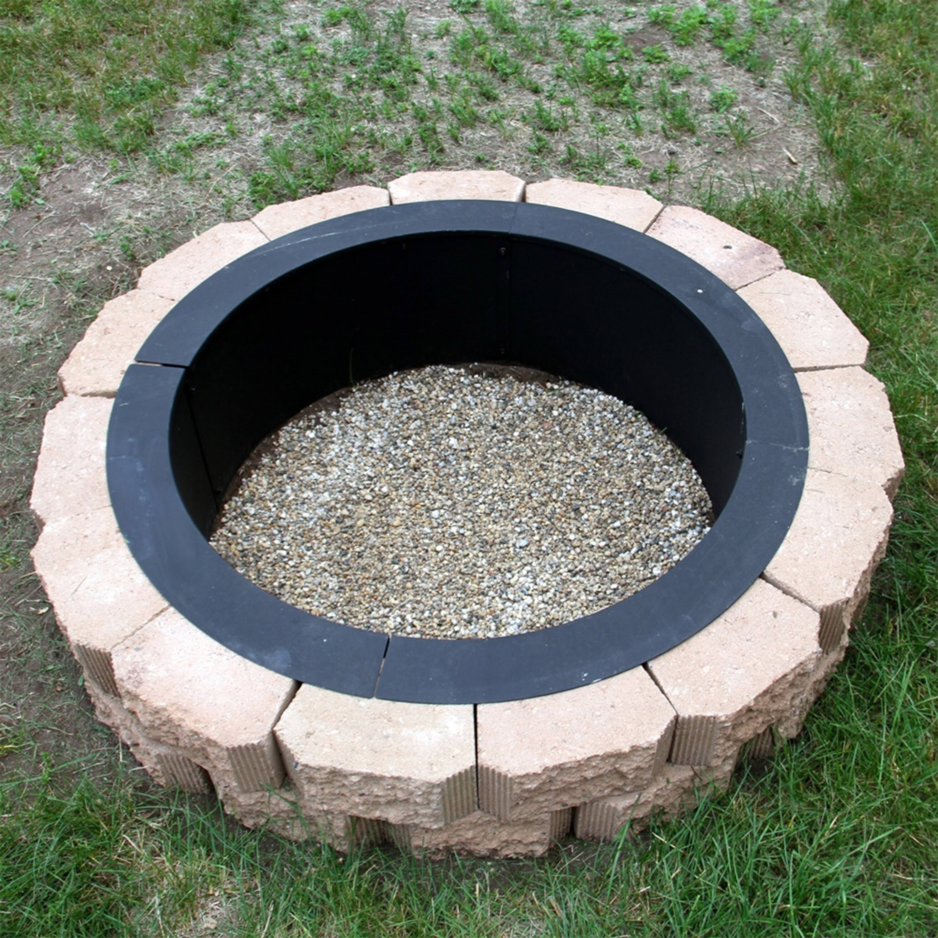 Alt View 8. Sunnydaze - 36 in Heavy-Duty Steel Above/In-Ground Fire Pit Ring Insert - Black.