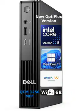 Dell - Pro Micro QCM1250 Mini Desktop, Intel Core Ultra 5 235T, 16GB DDR5, 512GB SSD, Dual 4K, USB-C, Win11 - Black