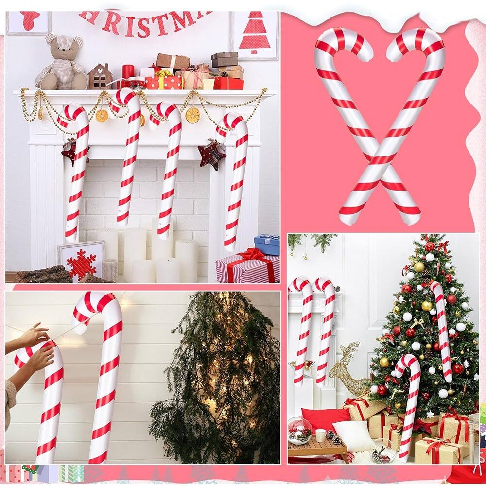 Back. PARKER SLATER - 30-Pack 35.4" Inflatable Candy Canes, Indoor/Outdoor Christmas Decorations - Red + White.