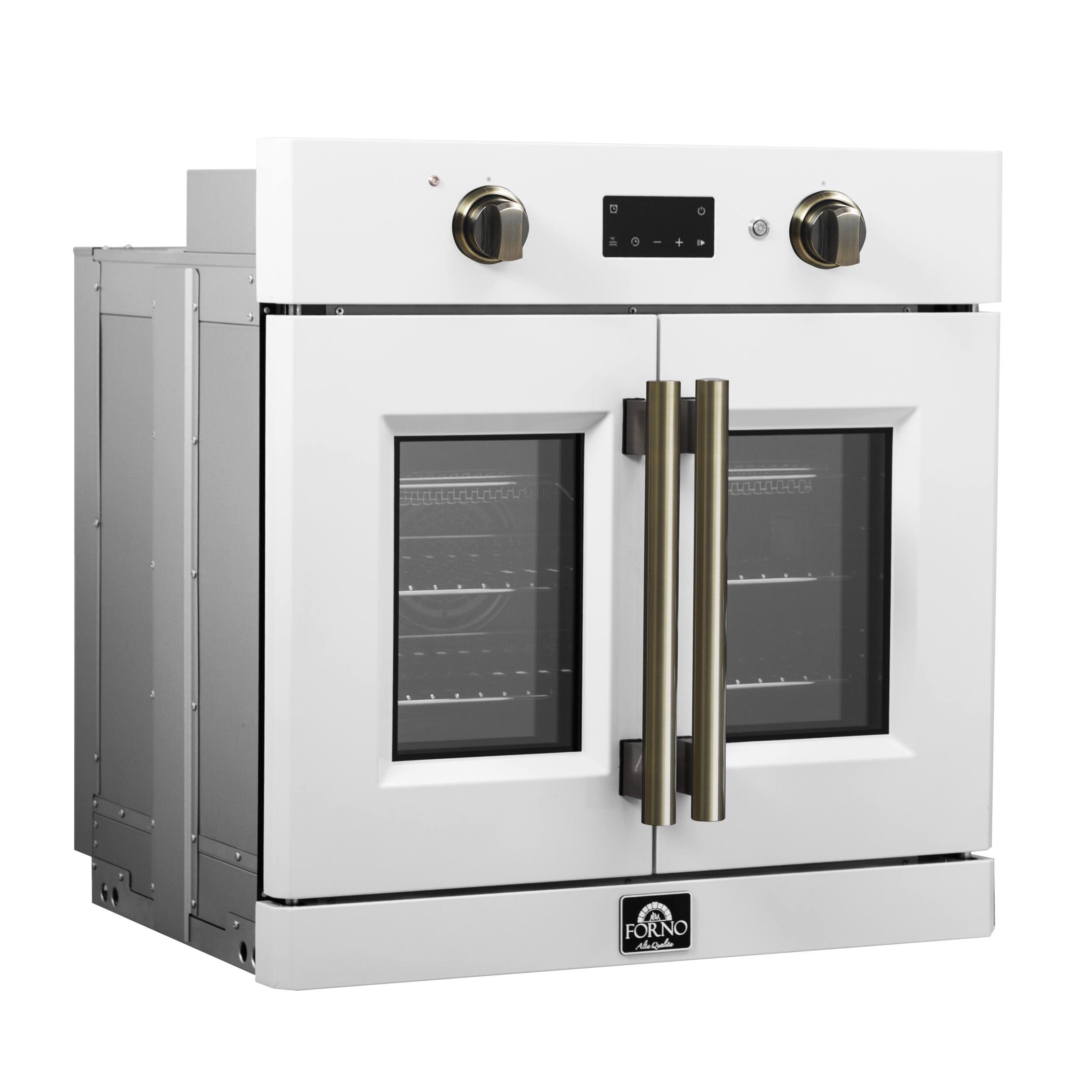 Left. Forno Appliances - Asti 3.68 Cu. Ft. Electric True Convection Wall Oven with French Doors - White.