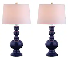 Jonathan Y - Genie 28.5" Glass LED Table Lamp, (Set of 2) - Navy