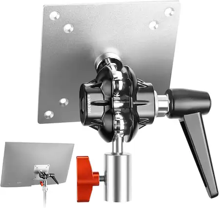 Front. Neewer - VESA Monitor Mount Adapter for Light Stand - Dual 360° Ball Joints with 5/8" Receiver (14lb) - Silver.