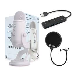 Blue Microphones - Yeti USB Microphone (White Mist) with 3.0 4-Port USB Hub Bundle