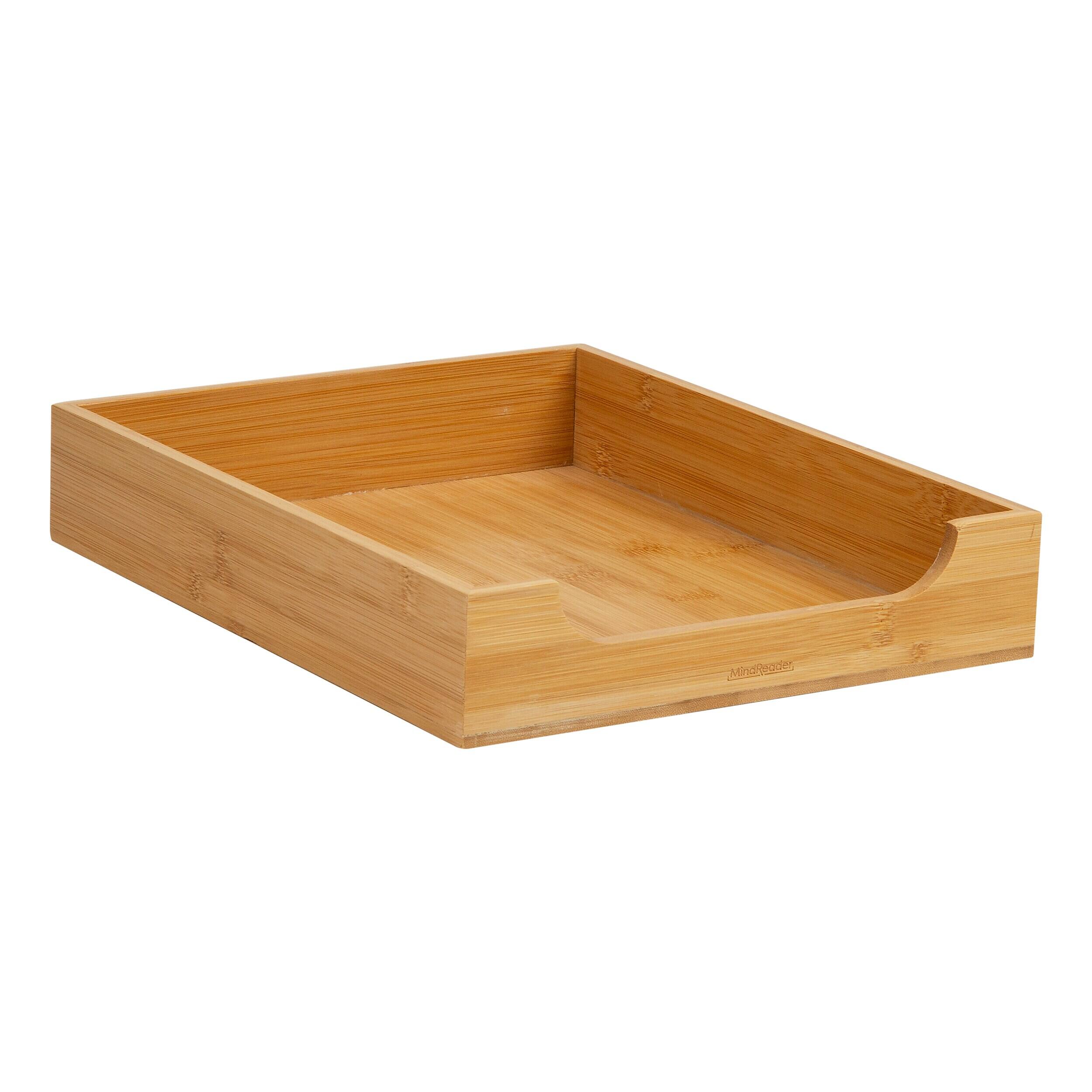 Alt View 6. Mind Reader - Paper Tray, Desktop Organizer, File Storage, Modern, Office, Bamboo - Brown.