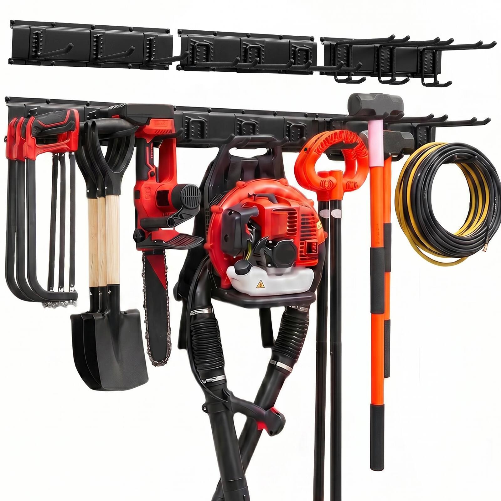 Front. VEVOR - Garage Tool Organizer 49.5 Inch 600 lbs Wall Mount Garden Tool Rack, Heavy Duty Garage Hanging Storage Rack Organization - Black.