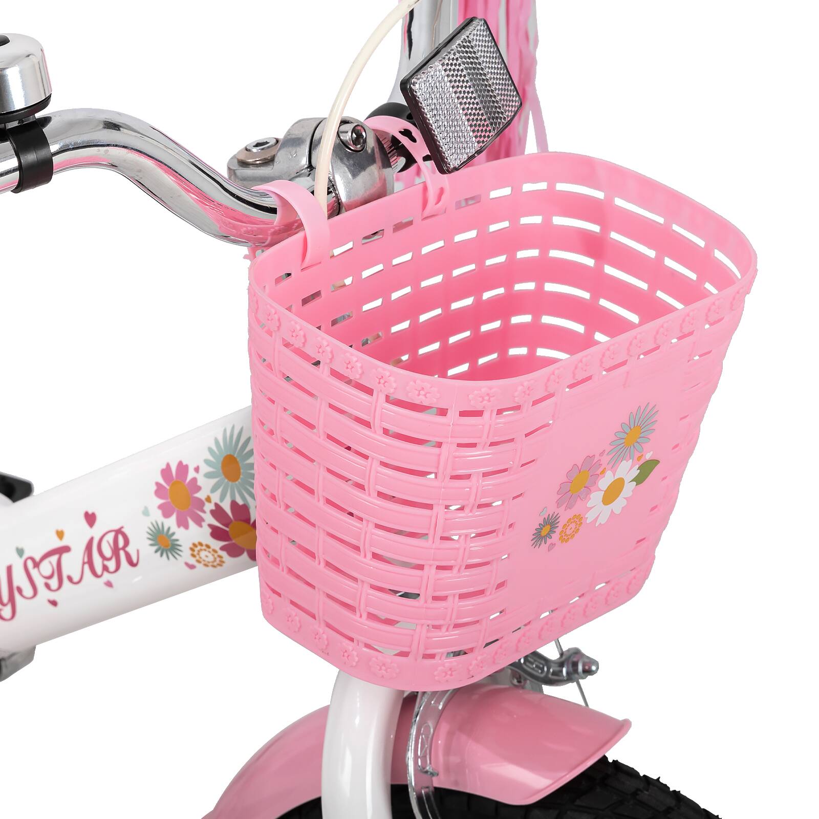 Alt View 5. JOYSTAR - JOYSTAR Little Daisy Kids Bike for Girls Boys Ages 4-7, Children's Bicycle with Doll Seat & Streamers, 16" Pink White - White.