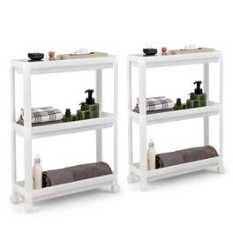 Kadyn - 2 Pieces 3-Tier Slim Detachable Storage Cart with Drainage Holes and Wheels-White, Kitchen Island, Island Table - White