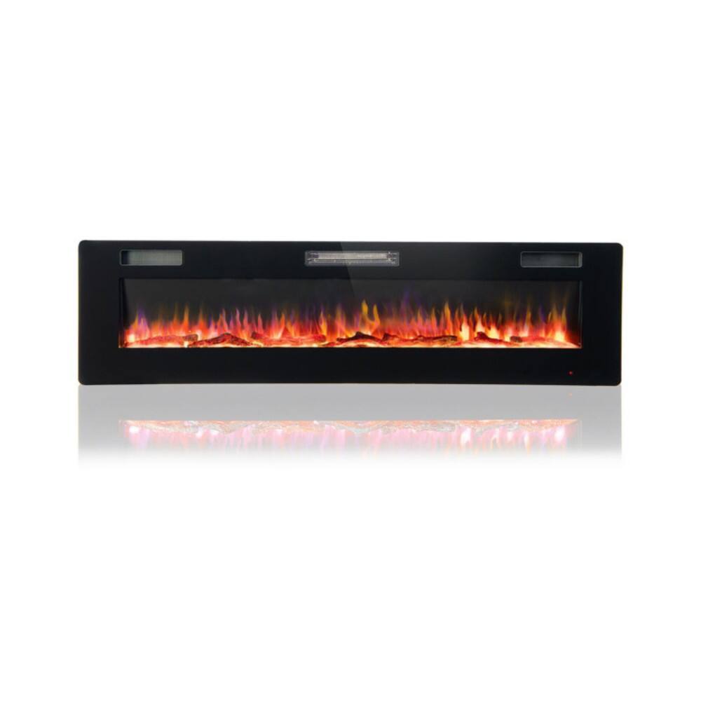 Alt View 5. HONGGE - 60 Inch Electric Fireplace Wall Recessed and Mounted - Black.