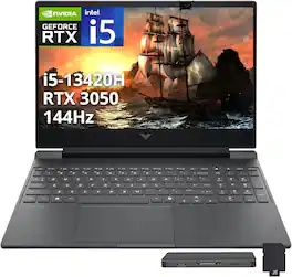 HP - Victus 15.6" Gaming Laptop,Intel i5-13420H,16GB RAM,1TB SSD+1TB Dock Station,GeForce RTX 3050,Win 11 - Mica Silver