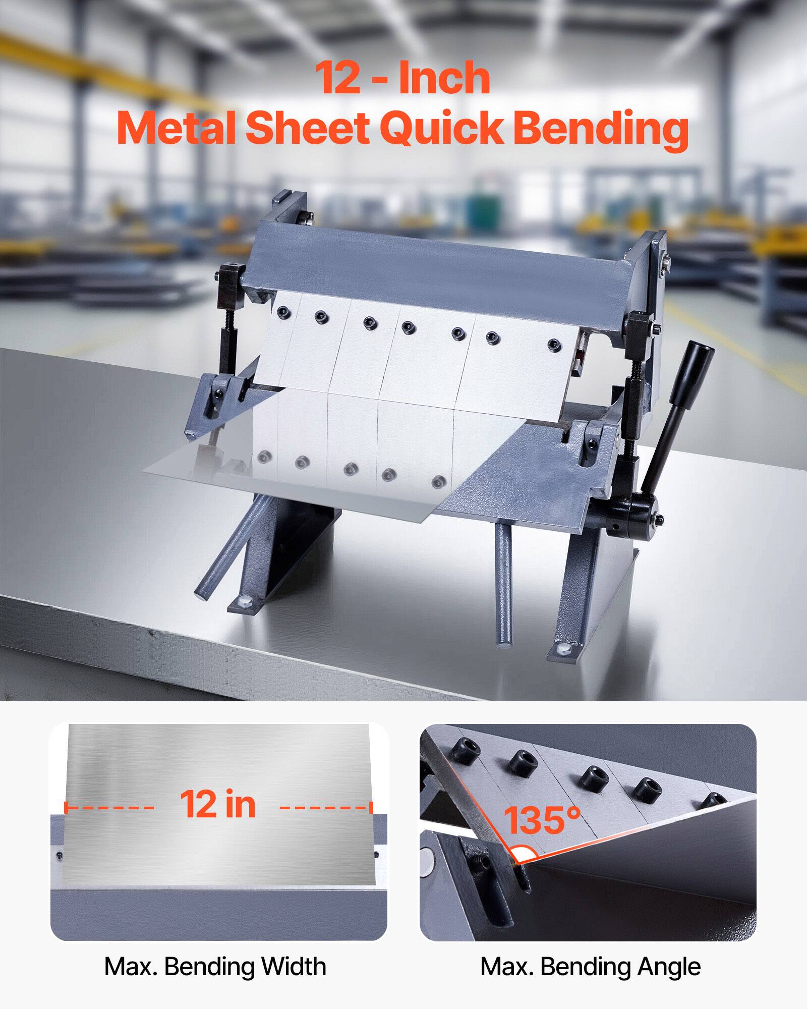 12-Inch Metal Sheet Quick Bending

Max. Bending Width: 12 in

Max. Bending Angle: 135°