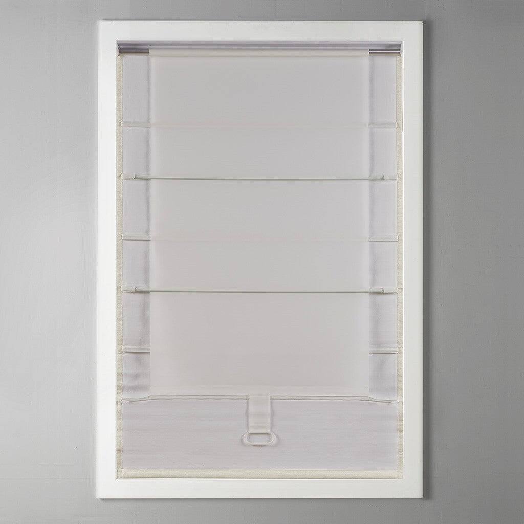 Alt View 7. BreeBe - Printed Faux Silk Room Darkening Cordless Roman Shade - Ivory.