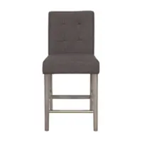 CorLiving - Leila Fabric Square Tufted Counter Height Barstool - Charcoal Brown - Front_Zoom