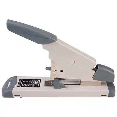 Front. Swingline - Heavy Duty Reduced-Effort Desktop Stapler, 160-Sheet Capacity - Gray/Silver.