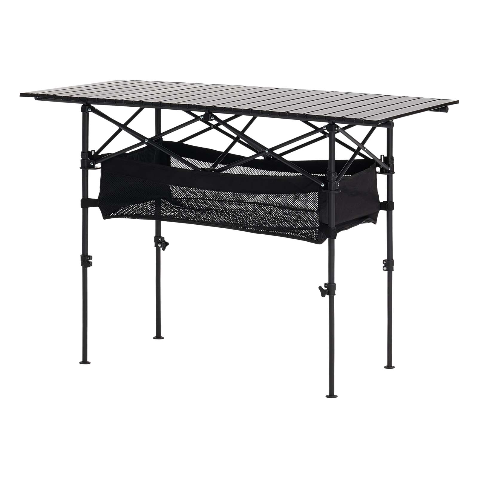 Alt View 5. VEVOR - Folding Camping Table, Portable Roll Up Side Tables, Lightweight Aluminum Beach Table, Large Storage Bag and Carry Bag - Black.