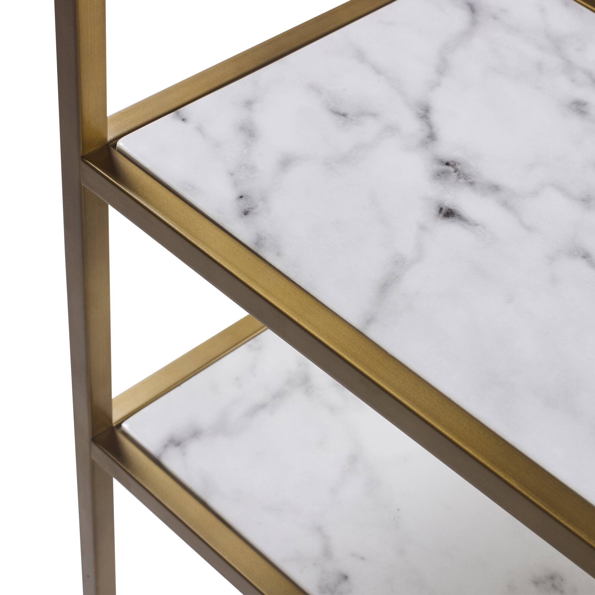 Alt View 2. Teamson Home - 5-Tier Faux Marble Display Shelf Unit - Brass.