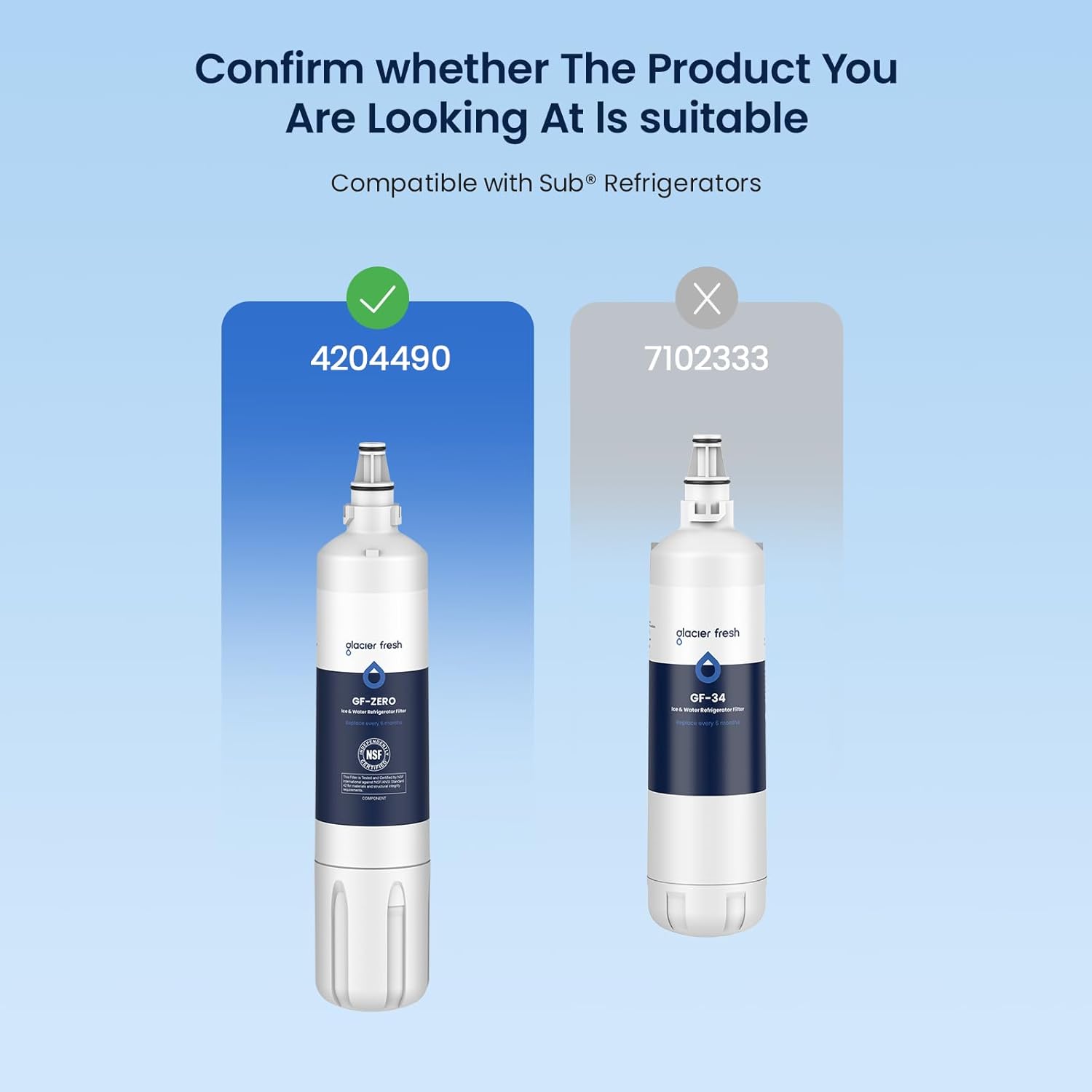 Confirm whether The Product You Are Looking At Is suitable

Compatible with Sub® Refrigerators

4204490

7102333

glacier fresh

GF-ZERO

glacier fresh

GF-34