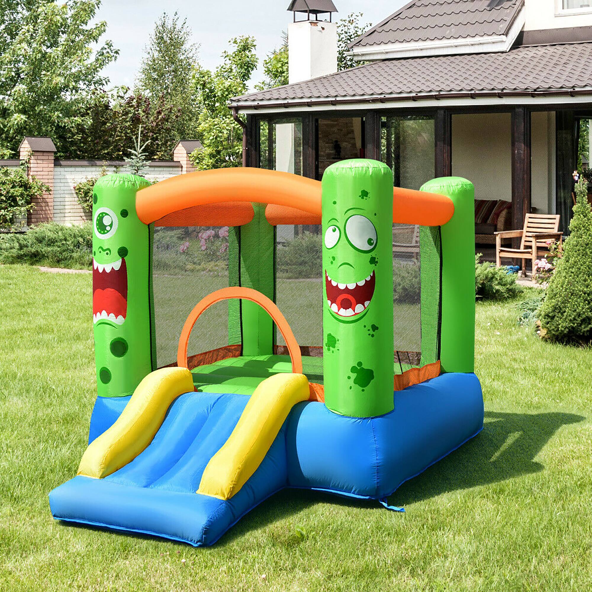 Alt View 3. Costway - Costway Kids Playing Inflatable Bounce House Jumping Castle Game Fun Slider 480W Blower - Multicolor.