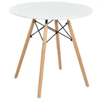 Costway - Dining Table Round Modern Dining Table 31.5'' W/Solid Wooden Leg For Kitchen - White - Front_Zoom