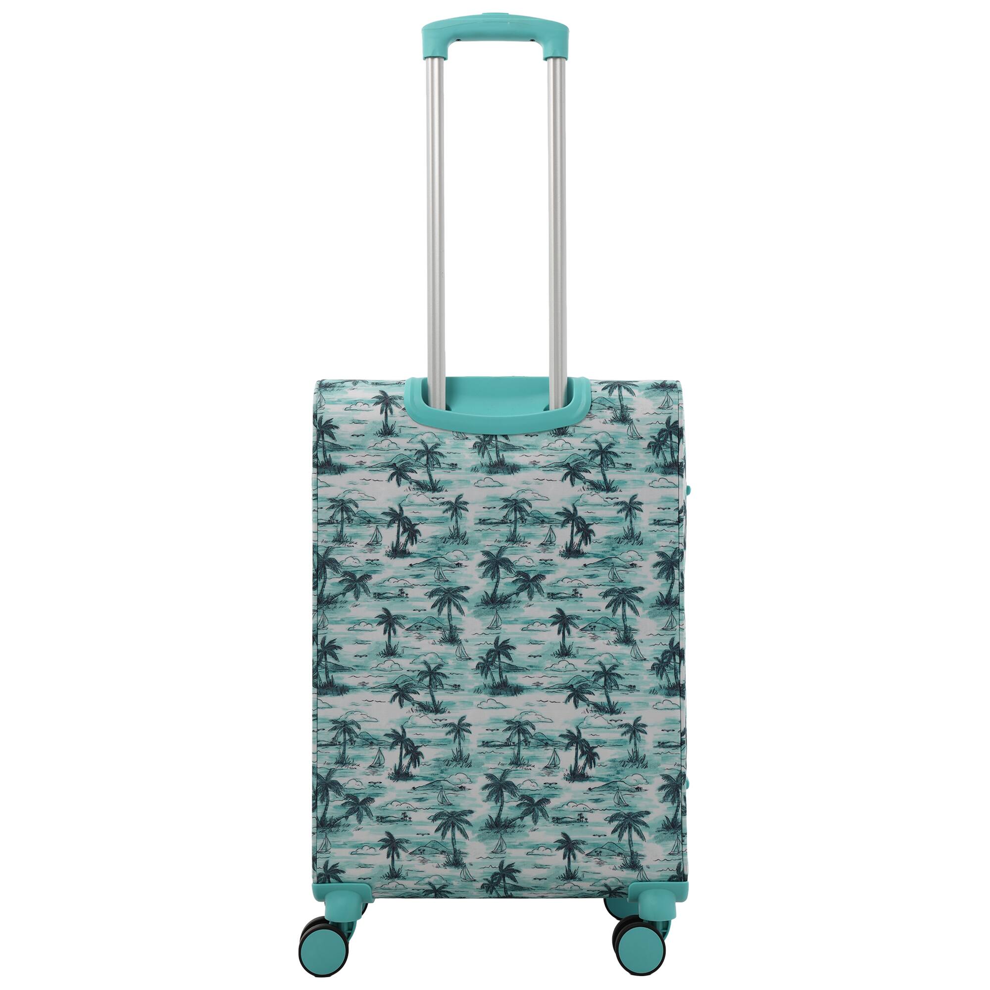 Back. Tommy Bahama - Palm Print 26" Expandable Softside Spinner - Aqua.