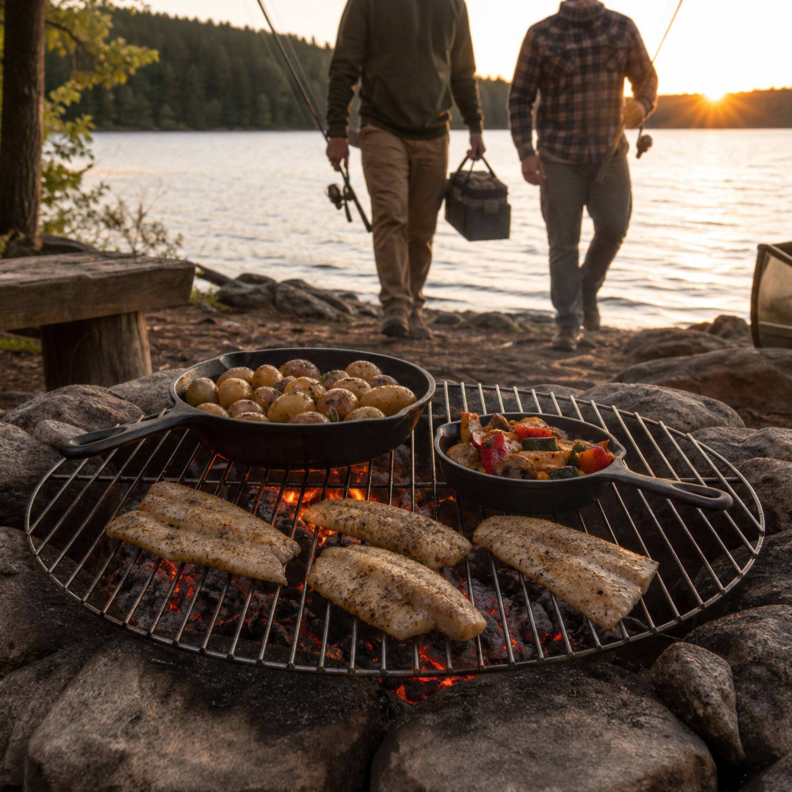 Alt View 10. Sunnydaze - Stainless Steel Foldable Round Fire Pit Cooking Grate - Silver.