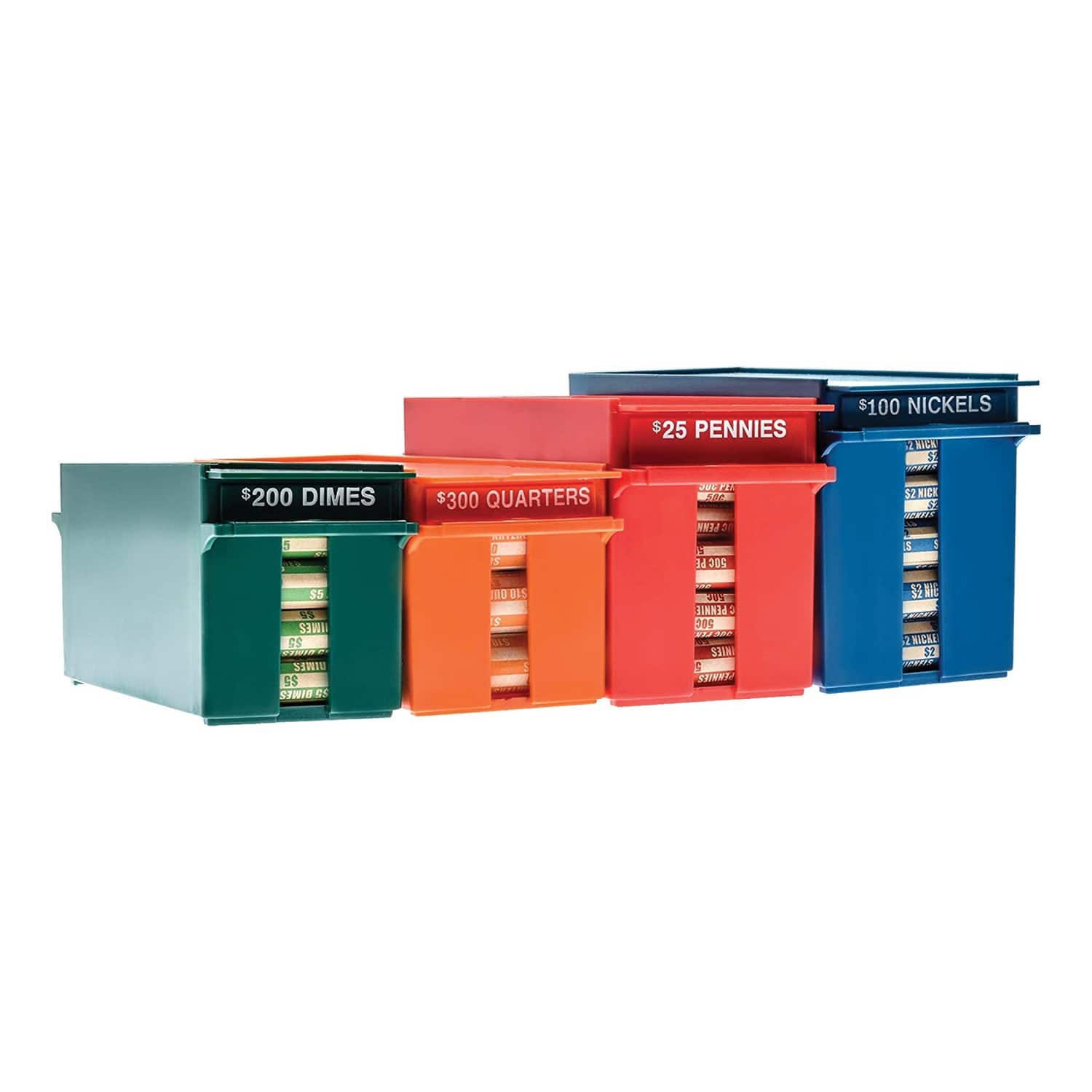 Rolled Coins Storage Boxes with Lockable Covers