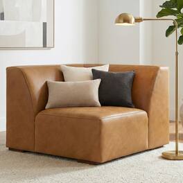 Simpli Home - Rex Corner Sofa Module in Genuine Leather - Sienna