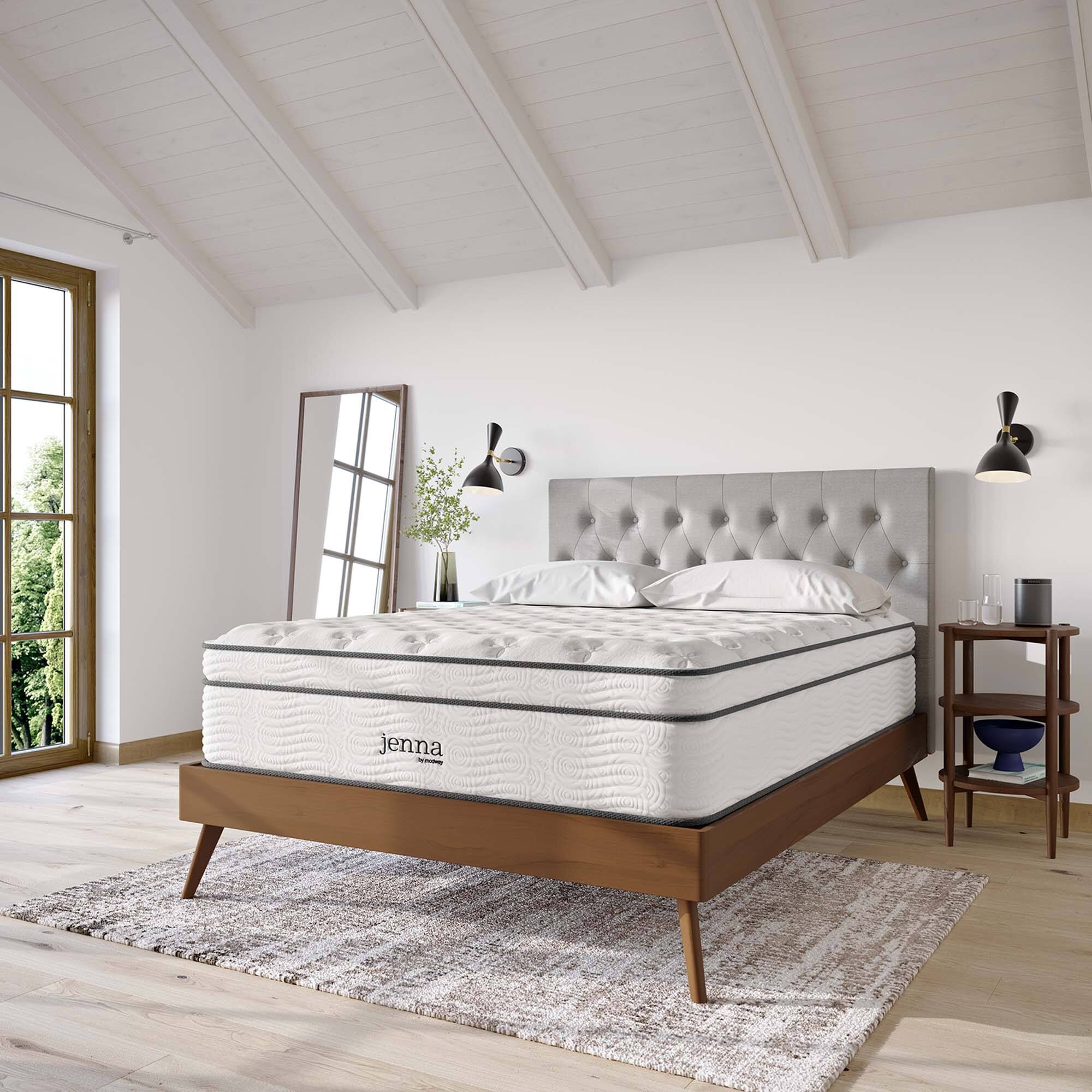 Alt View 6. Modway - Jenna 14" Innerspring and Foam King Mattress by Modway - White.