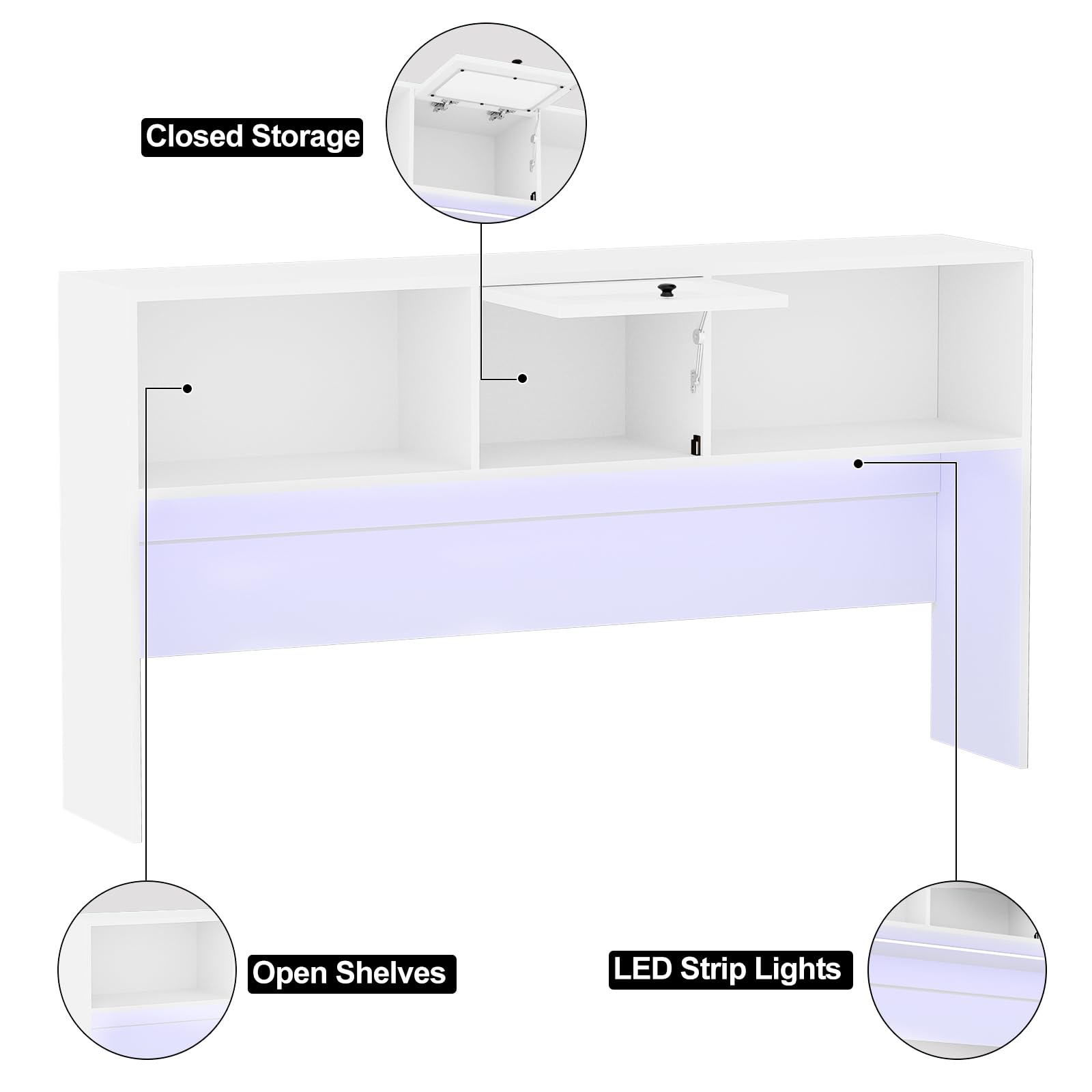 Closed Storage  
Open Shelves  
LED Strip Lights