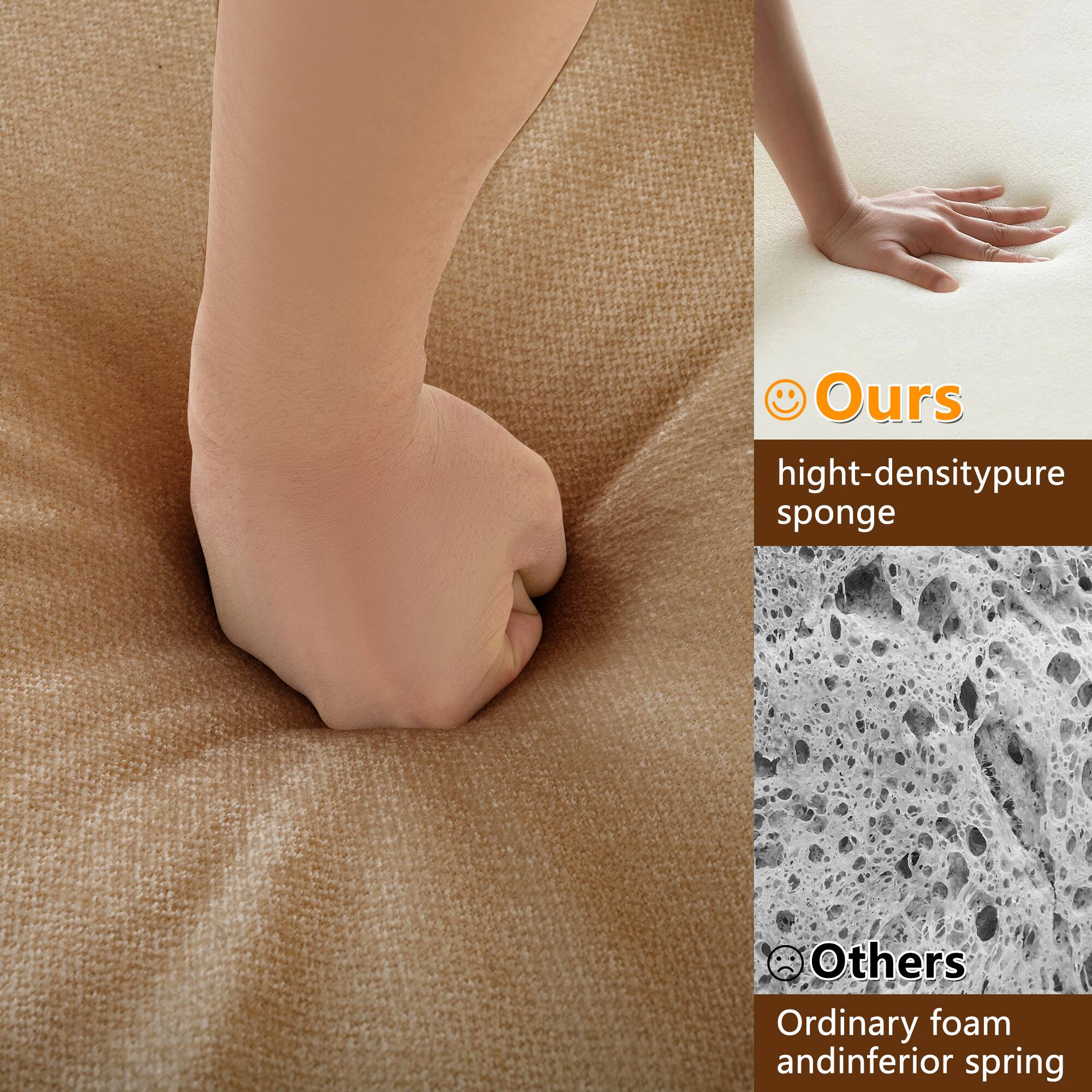 Ours: high-density pure sponge  
Others: Ordinary foam and inferior spring