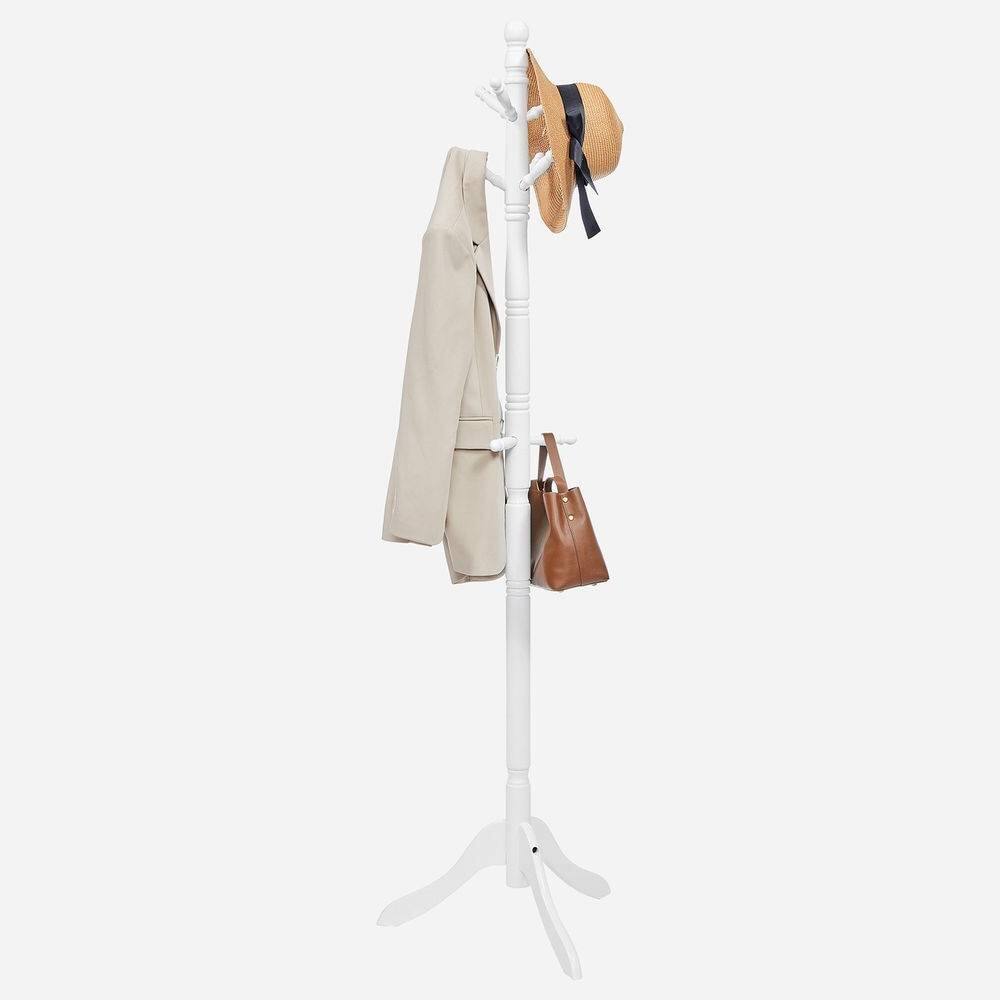 Alt View 1. Hivvago - Hivvago Solid Wood Coat Rack in White Finish with 10 Hooks - White.