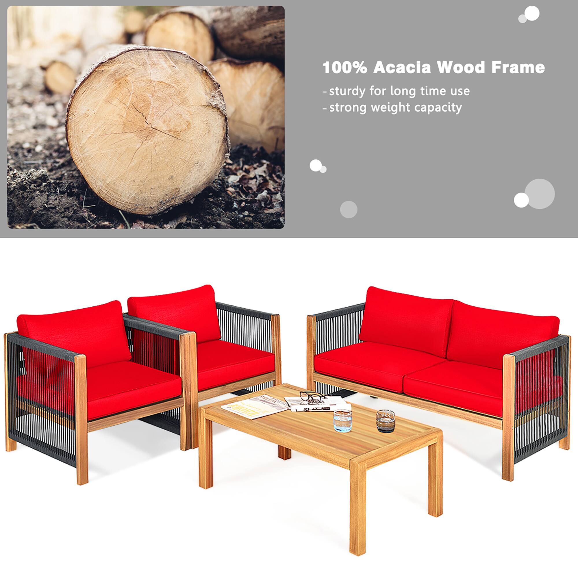 100% Acacia Wood Frame  
- sturdy for long time use  
- strong weight capacity