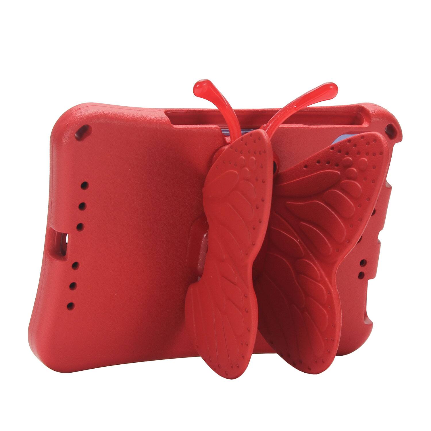 Alt View 3. Dteck - Kids Butterfly Case for Apple iPad mini (A17 Pro) 2024 & iPad mini 6th/5th/4th Gen,3D Cartoon EVA Shockproof Stand Cover - Red.
