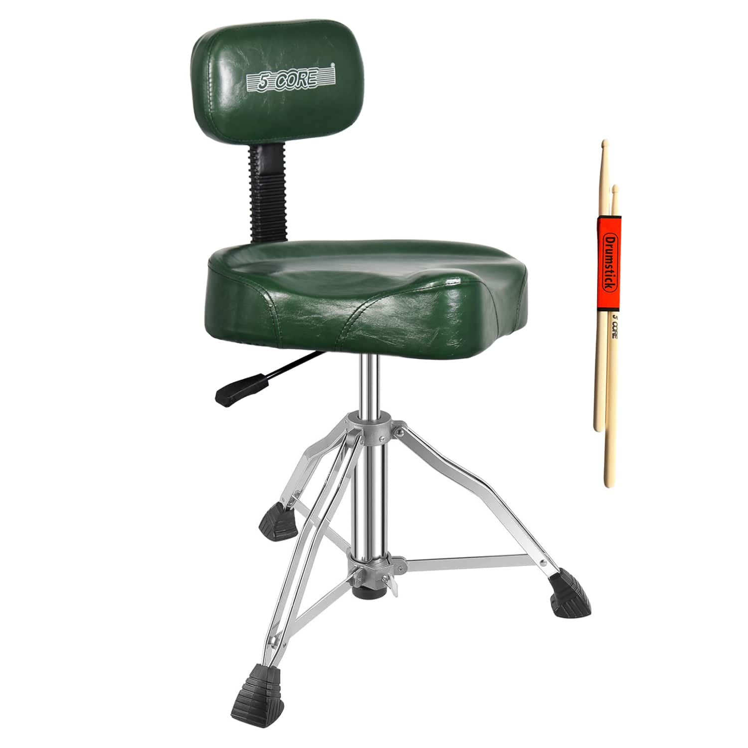 "5 CORE - Drum Throne w Backrest 4"" Padded Stool Adjustable 24.5"" Drummer Chair w 441Lb Capacity - Green" price history on PriceWatchPro