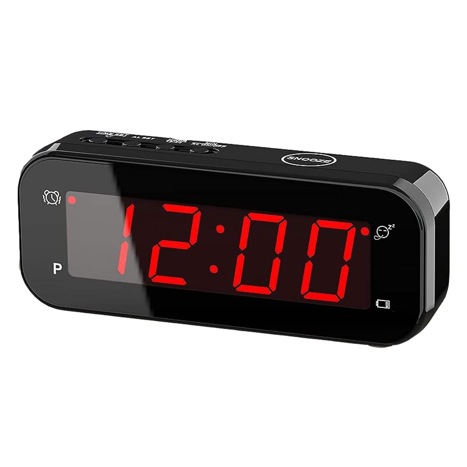 Dazzed Corner - Digital Alarm Clock Battery Operated,12/24Hr,Cordless - Black