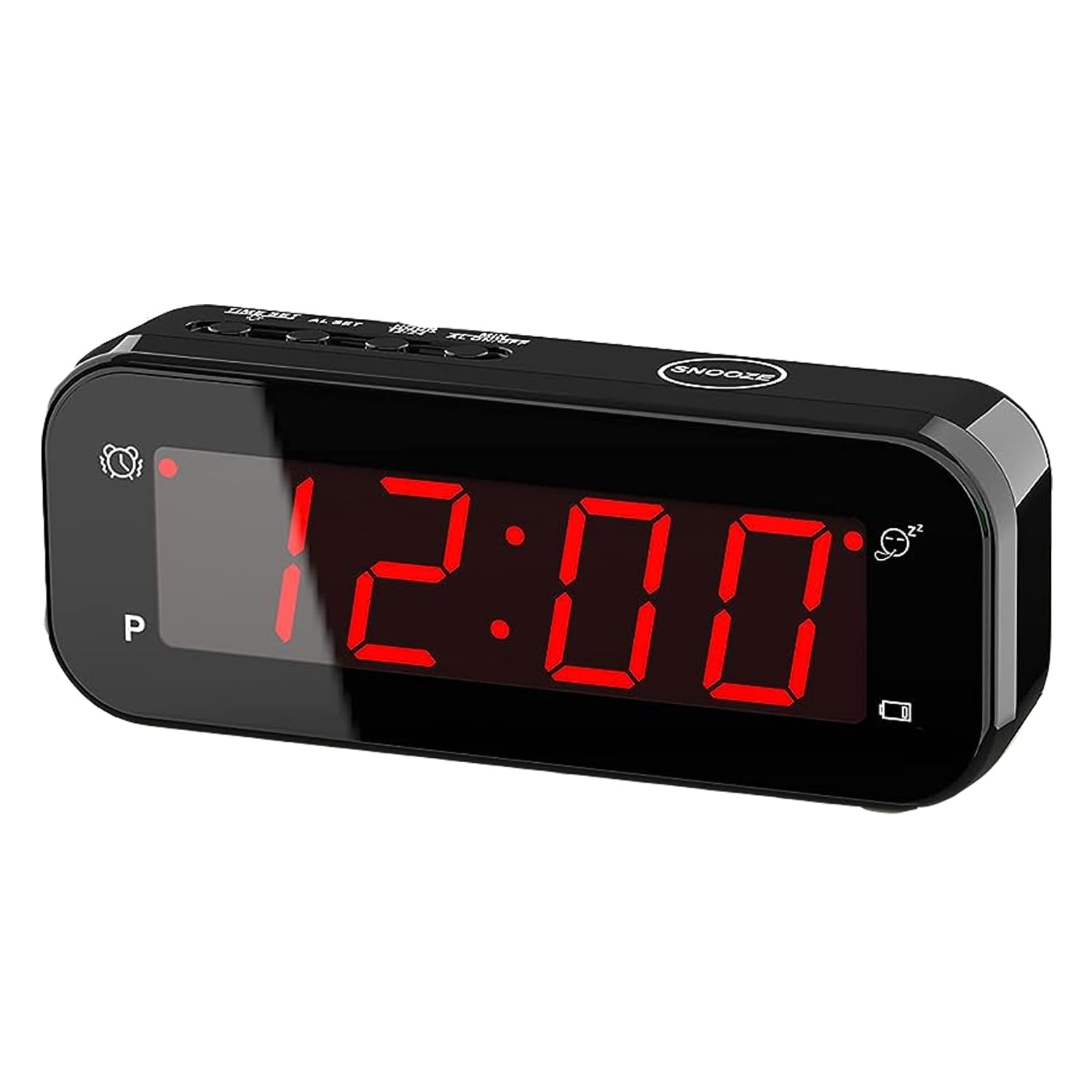Front. Dazzed Corner - Digital Alarm Clock Battery Operated,12/24Hr,Cordless - Black.