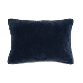 Manhattan Lane - Rectangular Fabric Throw Pillow with Solid Color and Piped Edges - Blue