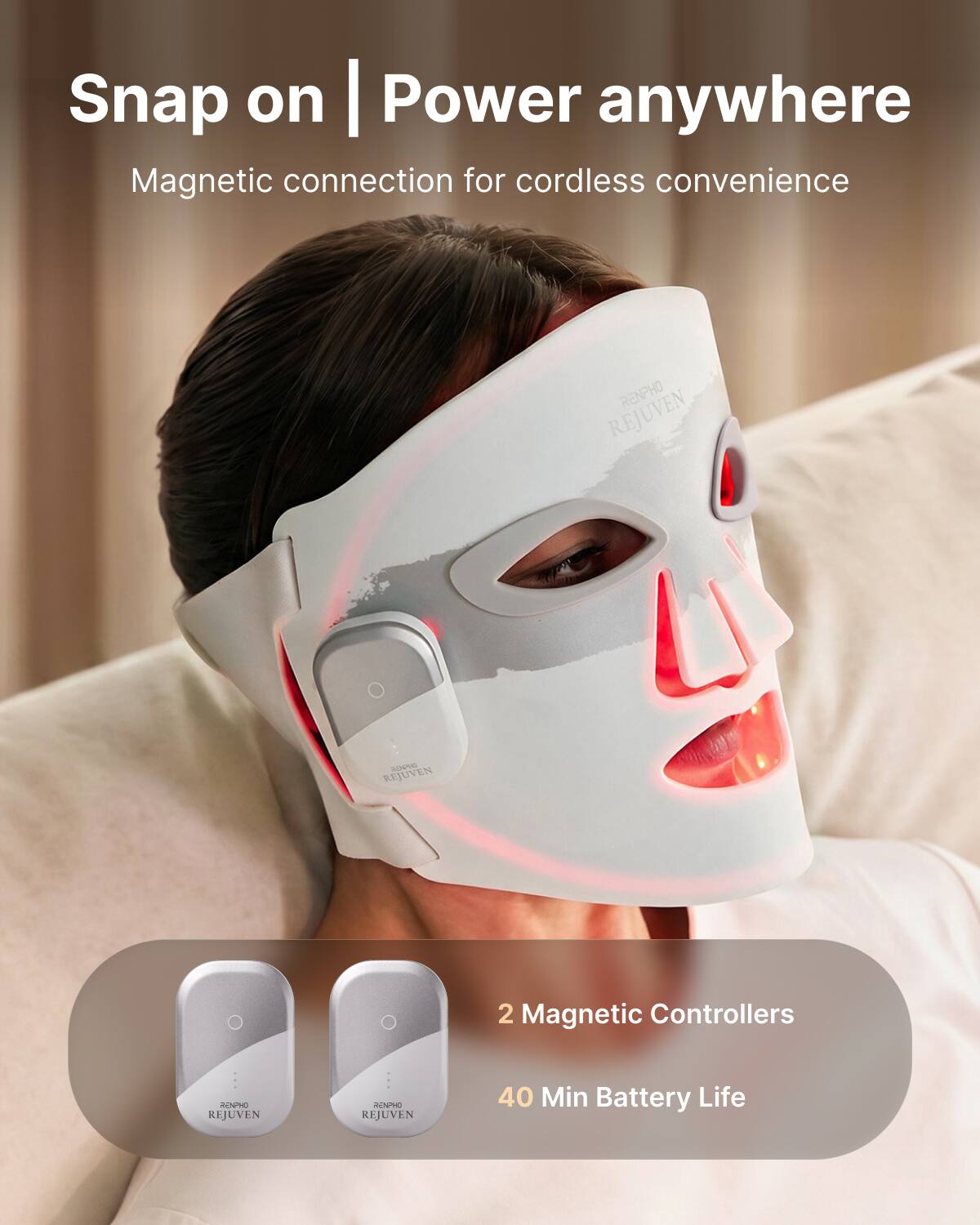 Bundle Renpho Wireless Red Light Therapy Mask for Face Anti Acne, 204 ...