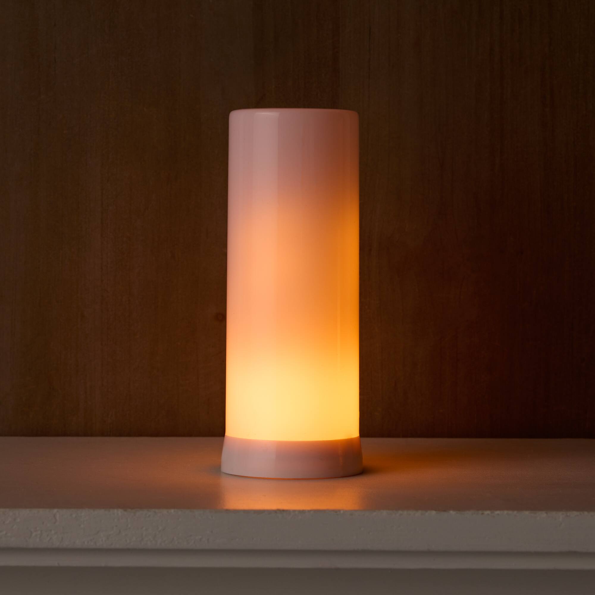 Angle. BreeBe - LED FIA Flame Designer Candle with ORANGE Hue 7.5"H - White.