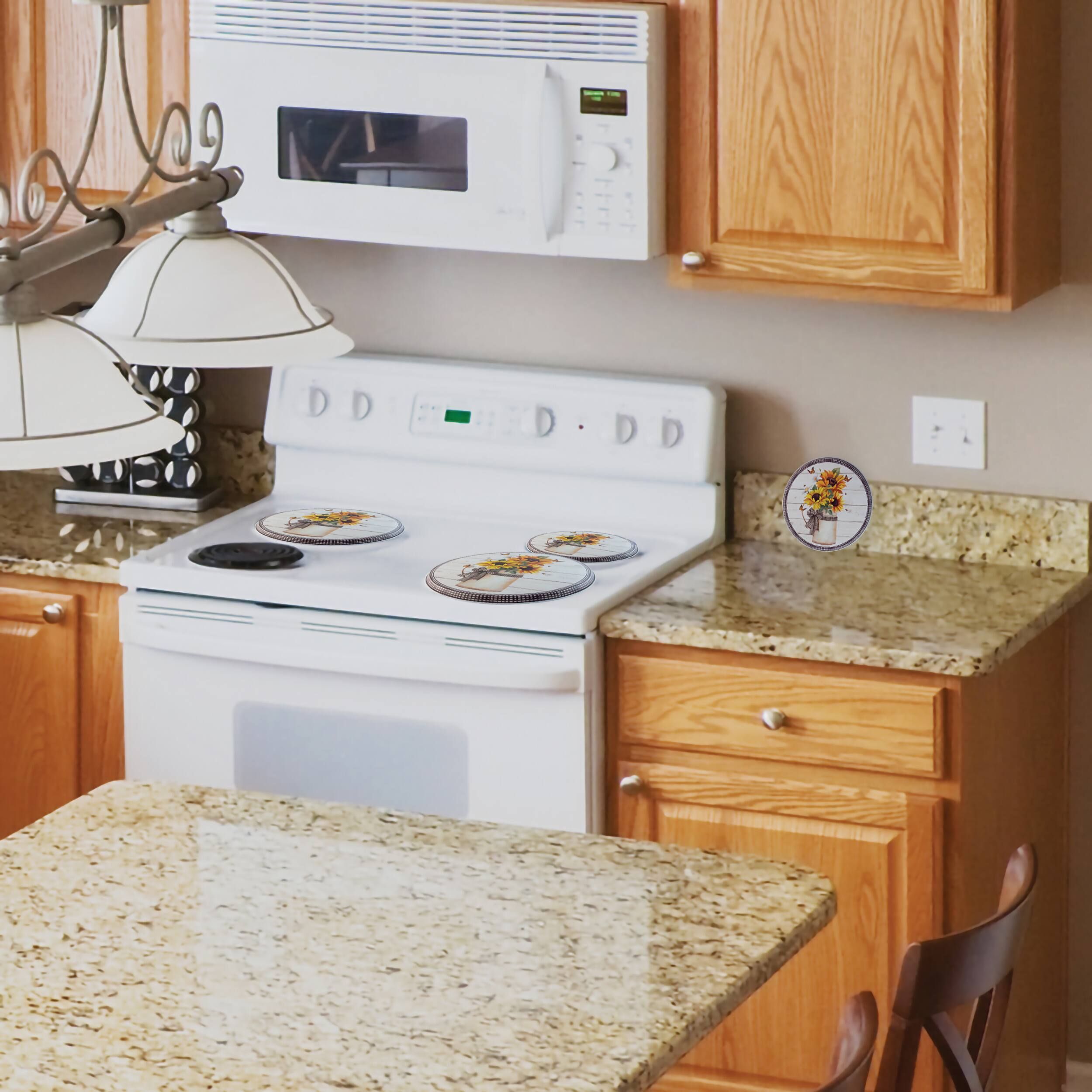 Alt View 7. Range Kleen - 6-Piece 2-pack 14 x 17-inch Black Matte Counter Mats and 4-pk Garden Harvest Burner Covers.