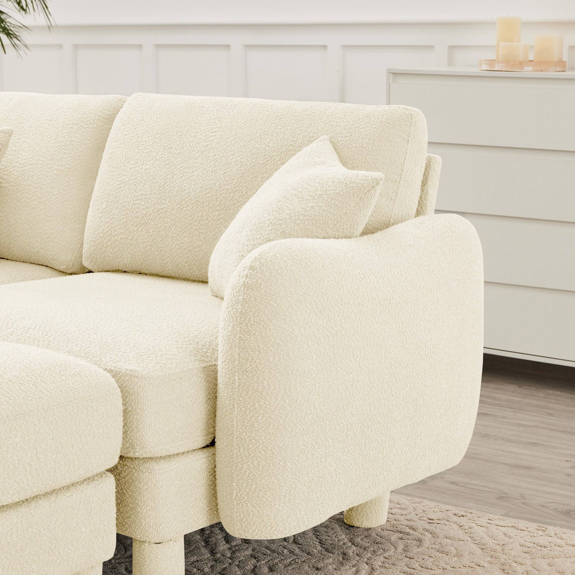 Alt View 7. Boyel Living - Boucle Fabric 2 Seat Sectional Loveseat Sofa - Beige.
