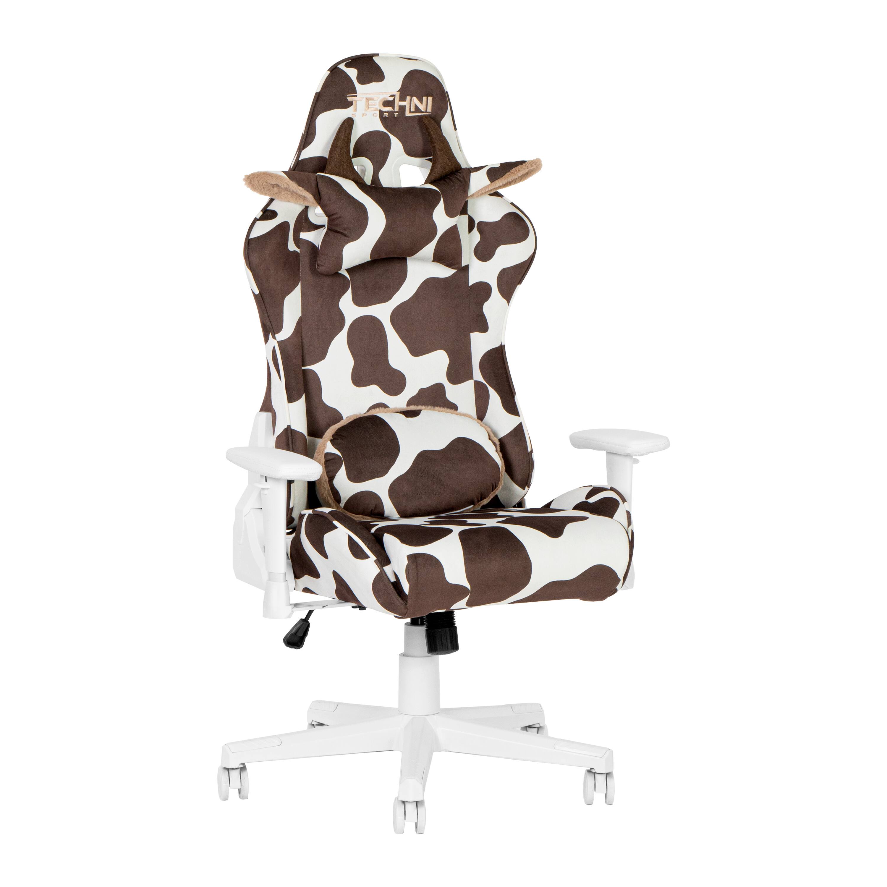 Left. Forest'nSky - Sport COW Series Gaming Chair, Brown, Ergonomic Racing Style with Lumbar Support - Brown.