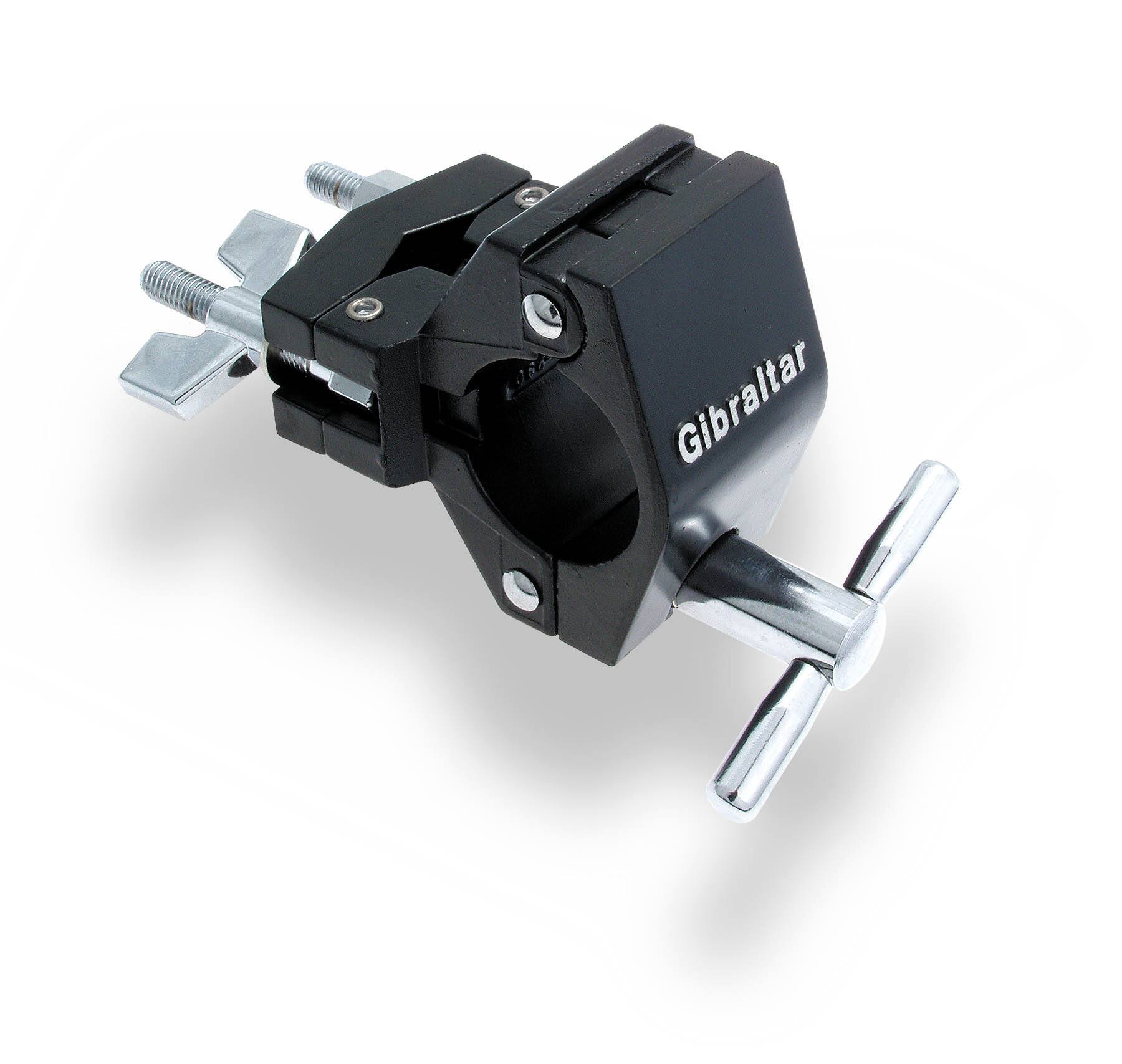 Front. Gibraltar Hardware - Road Series Multi Clamp , Mounts Drums, Cymbals and Accessories to any 1.5-inch Diameter Rack Bar.