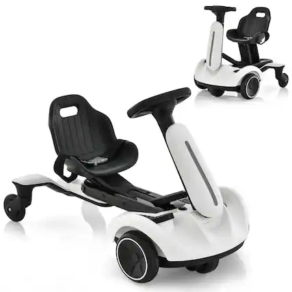Front. Costway - Costway 6V Kids Ride On Drift Car Electric Drifting Go Kart for Kids with 360° Spin - White.