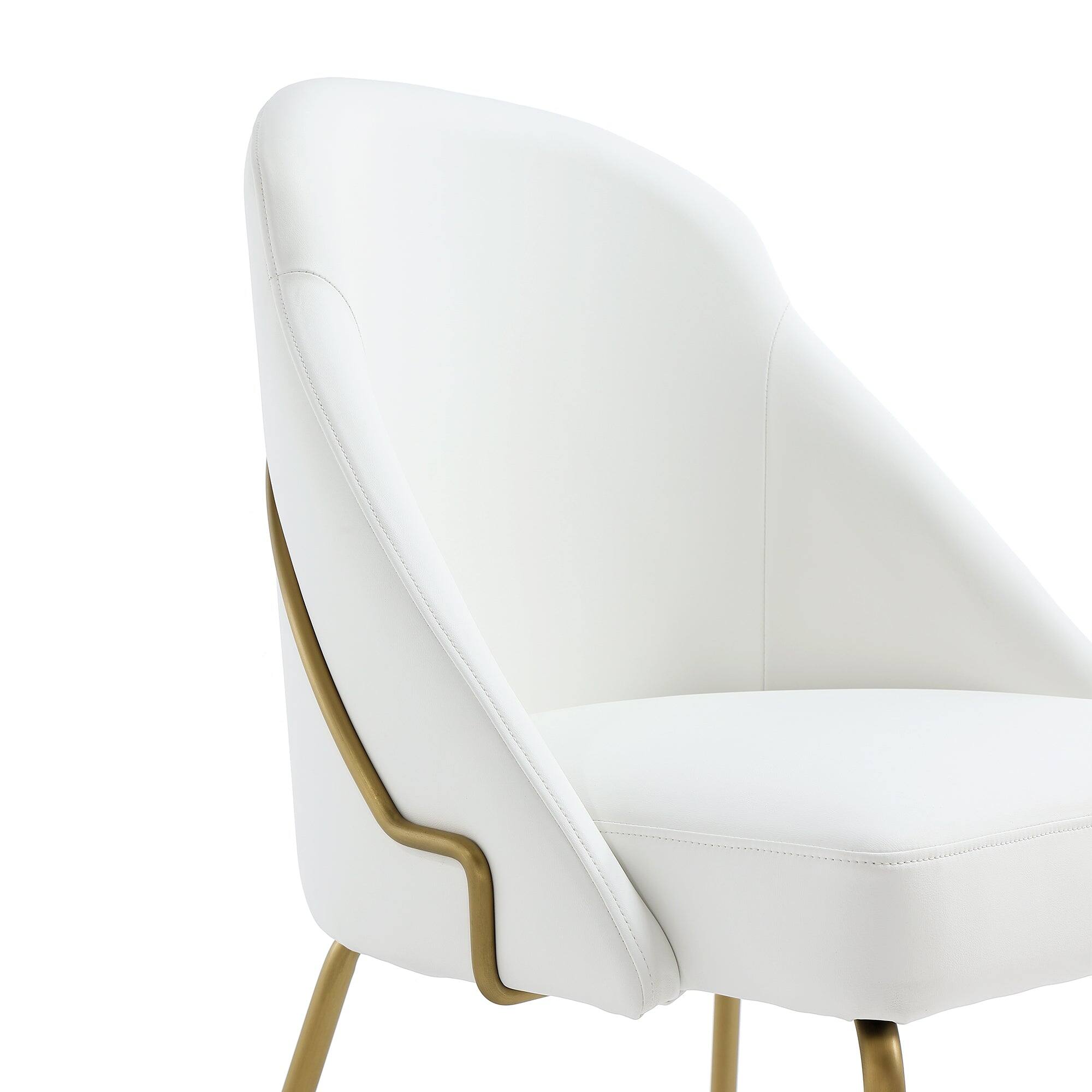 Alt View 1. Manhattan Comfort - Gracie Modern Metal Vegan Leather Dining Chair - Set of 4 - White and Gold.