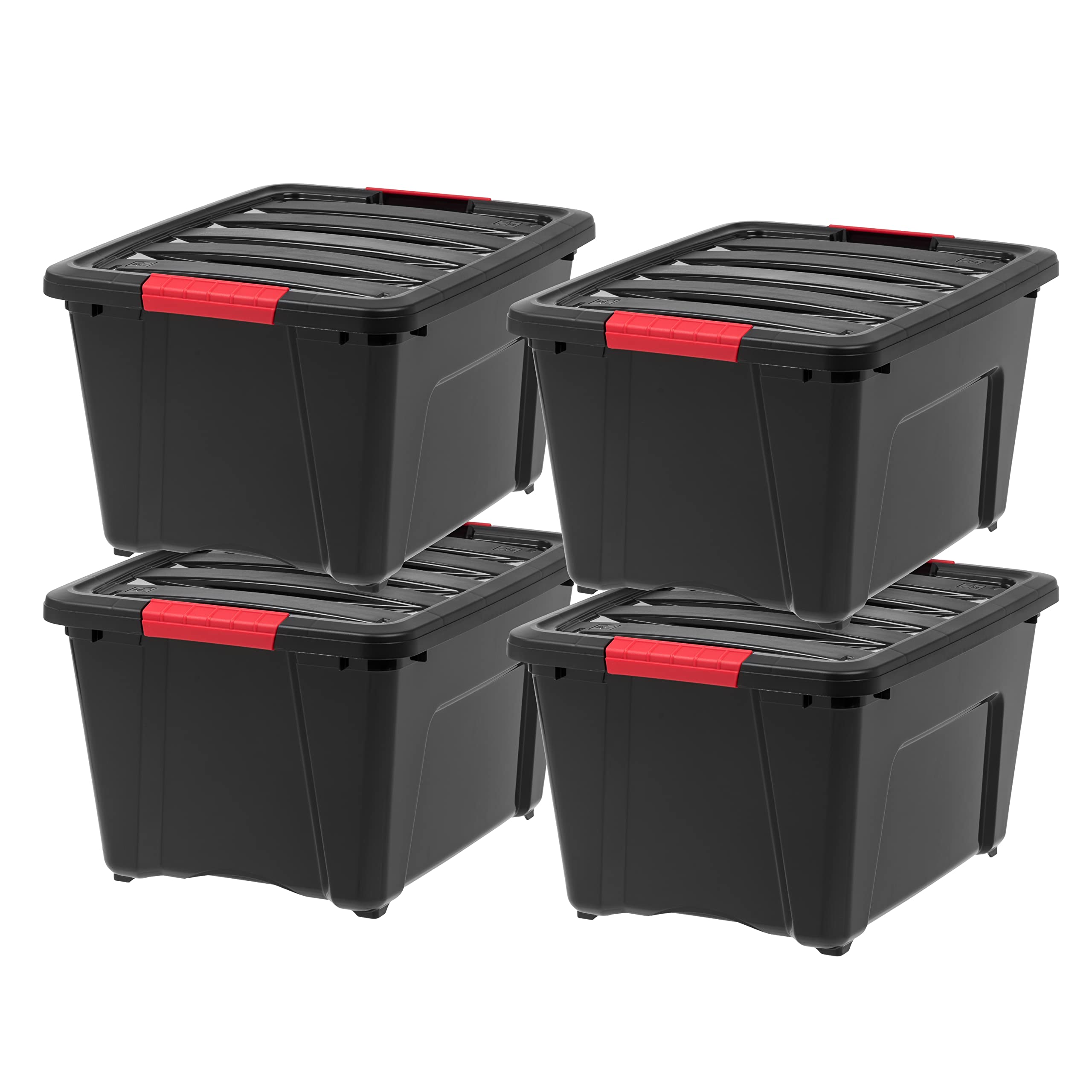 Front. HM 1810 - IRIS USA 13 QT Storage Box Lid Latches BPA Free See Through Organizing Solution Durable Nestable - Black 32 Qt 4 Pack.