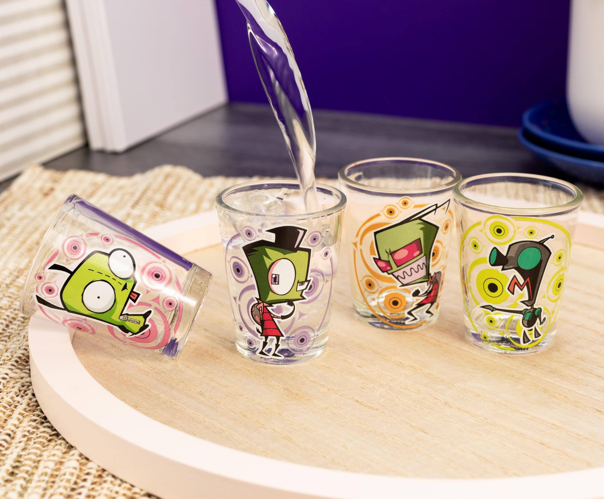 Alt View 4. Silver Buffalo - Invader Zim Characters 2-Ounce Mini Shot Glasses | Set of 4 - Clear.