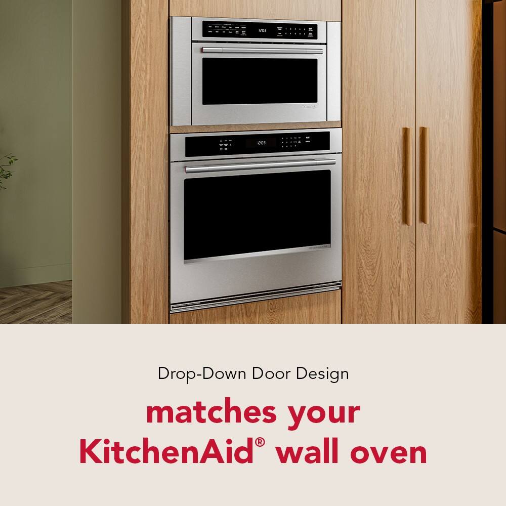 Drop-Down Door Design matches your KitchenAid® wall oven