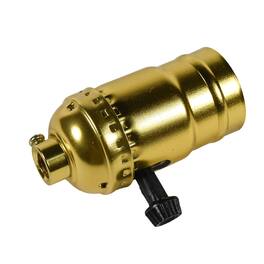 HQRP - 3-Way Lamp Socket E26 Light Bulb Holder with Switch Knob, Low Medium High Off, 1/8 IP Thread, UL Listed - Gold